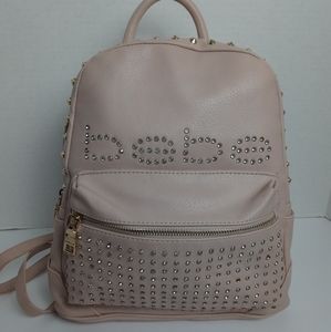 Bebe JETT blush leather studded crystal backpack